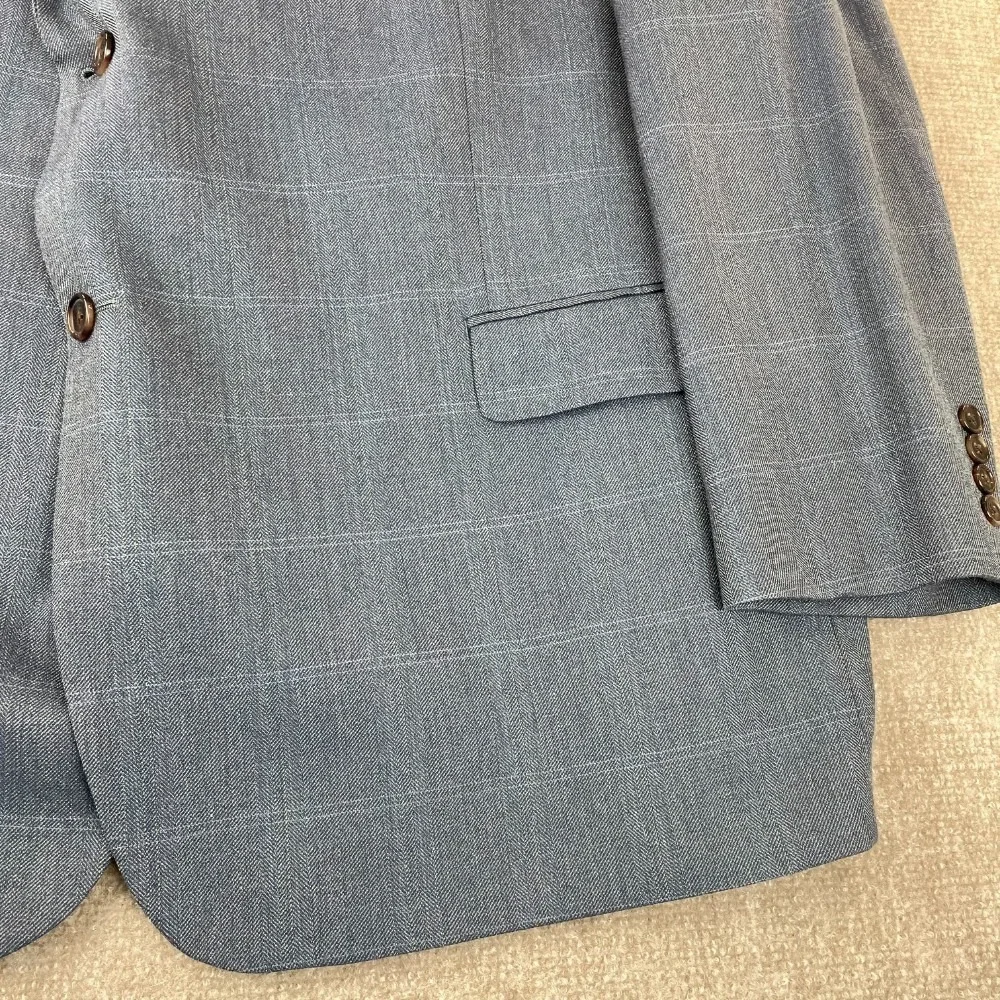 Lauren‎ Ralph Lauren Sport Coat Mens 52R Blue Plaid Notch Lapel Single Vented